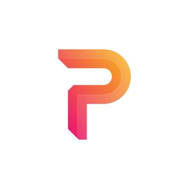P harfi Logo Gradyan Şirket İşletmeleri veya Kişisel Markalar için Renkli Biçim