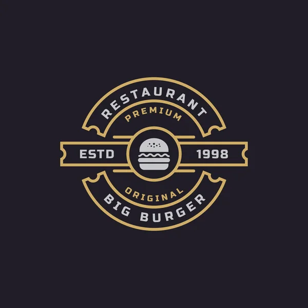 Vintage Retro Badge Ζαμπόν Βοείου Κρέατος Patty Burger Για Fast — Διανυσματικό Αρχείο
