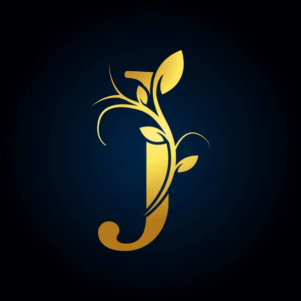 Elegant Luxury Logotyp Guldblommiga Alfabetet Logotyp Med Blommor Blad Perfekt — Stock vektor