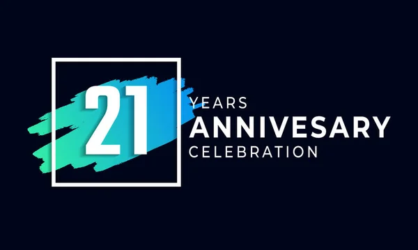 Lecie Obchodów Blue Brush Kwadratowy Symbol Happy Anniversary Greeting Celebrates — Wektor stockowy