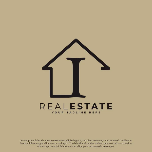 Lettera Creativa Casa Logo Design Simbolo Casa Stile Lineare Geometrico — Vettoriale Stock