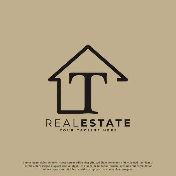 Lettre Créative House Logo Design Symbole Maison Style Géométrique Linéaire — Image vectorielle