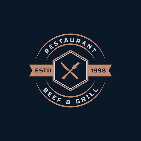 Vintage Retro Badge Ristorante Caffè Logo Emblema Simbolo Design — Vettoriale Stock