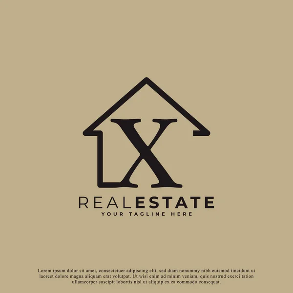 创意信X房屋标志设计 房子的符号几何线性风格 适用于房地产 建筑及建筑物标志 — 图库矢量图片