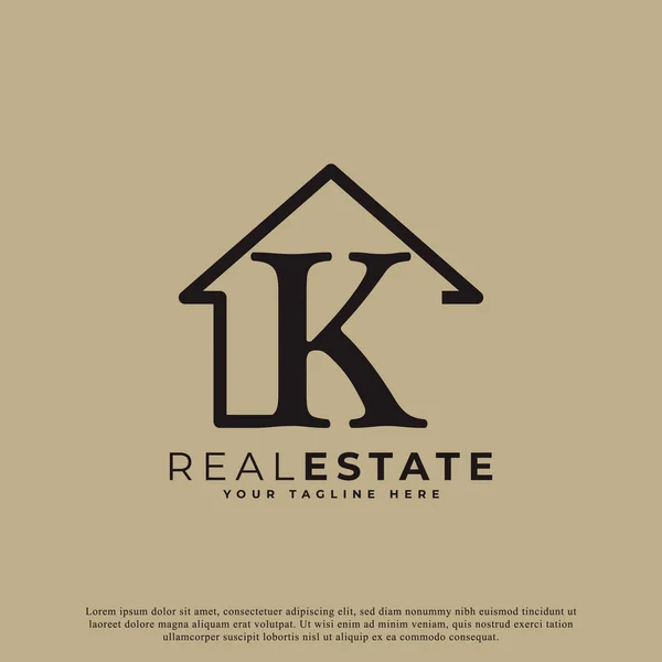 Lettera Creativa House Logo Design Simbolo Casa Stile Lineare Geometrico — Vettoriale Stock