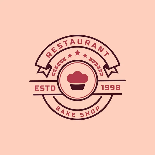 パン屋ロゴのためのヴィンテージレトロバッジ ケーキ カフェのロゴベクトルデザインインスピレーション — ストックベクタ