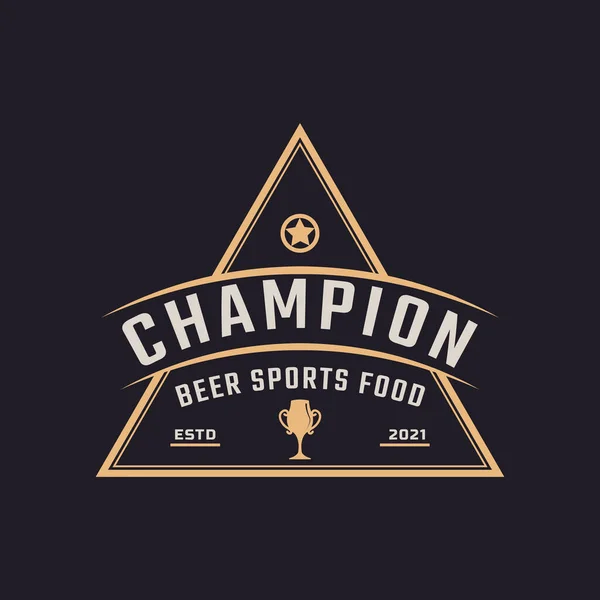 Classic Vintage Label Badge Emblem Trophy Cup Beer Pour Retro — Image vectorielle