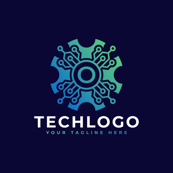 Tecnologia Carta Inicial Logo Design Elemento Modelo — Vetor de Stock