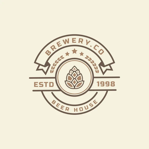 Vintage Retro Badge Beer Label Design Elements Εικονογράφηση Διανυσμάτων — Διανυσματικό Αρχείο