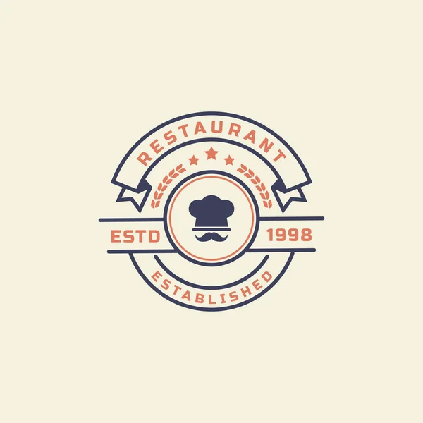 Restaurante Retro Emblema Vintage Ícones Café Fast Food Logo Design — Vetor de Stock