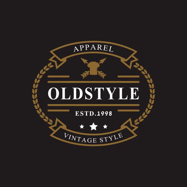 Vintage Retro Badge Clothing Apparel Old Style Logo Emblem Design — 스톡 벡터