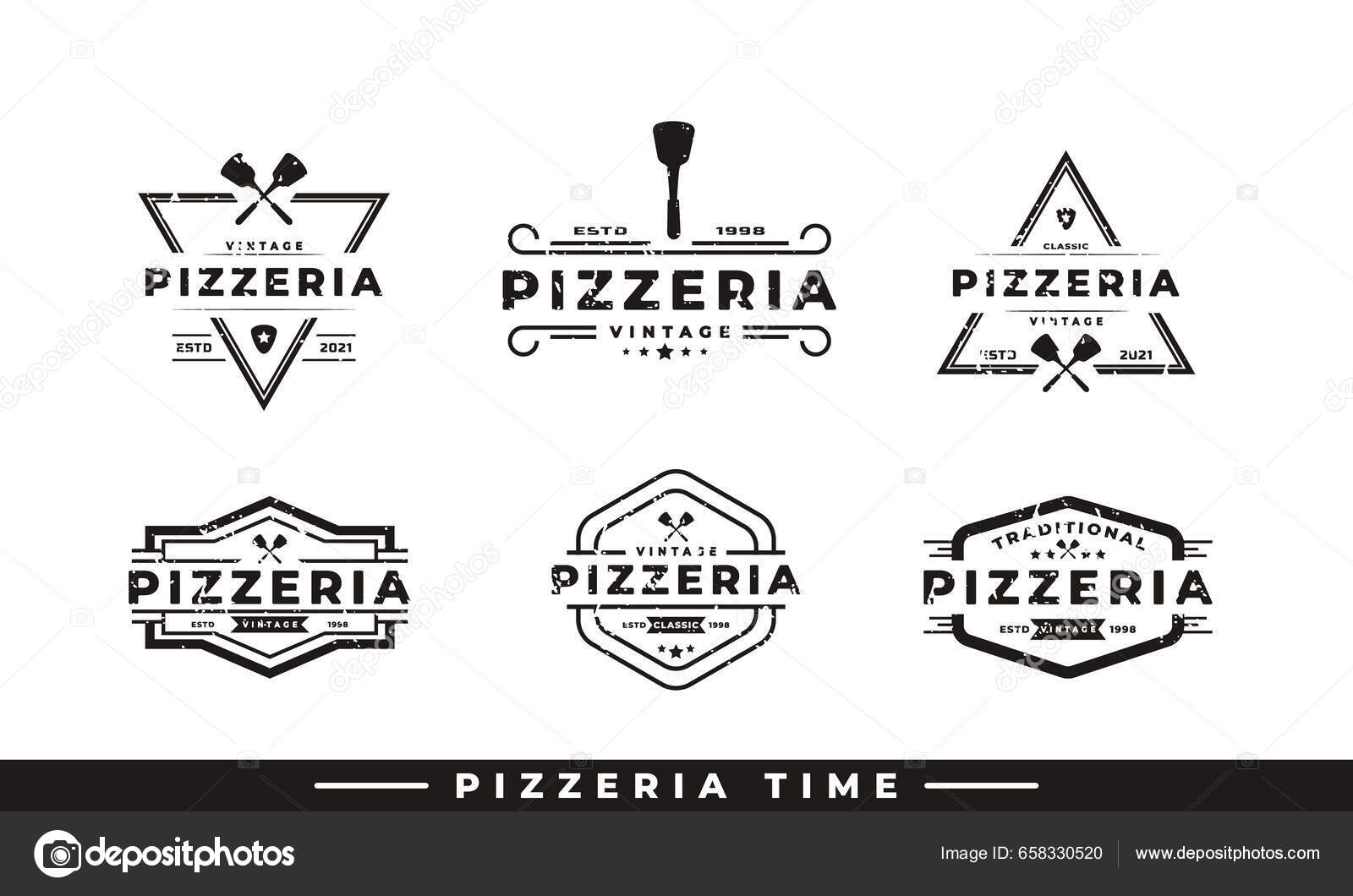 Ensemble D'insigne D'emblème Classique Vintage Spatule Pizza