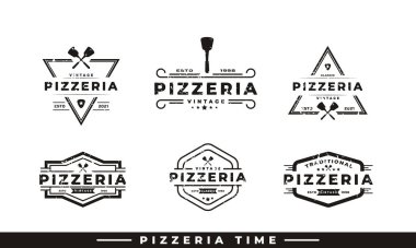 Klasik Amblem Rozet Spatula Pizza Logo Tasarımı İlham Verici