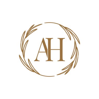 Basit Zarif İlk Harf Tipi AH Logo Sembol Simgesi Simgesi, Logo Tasarım Şablonu