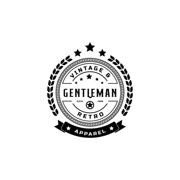 Emblema Etiqueta Retro Vintage Clássico Criativo Para Vestuário Pano Cavalheiro —  Vetores de Stock