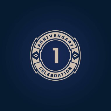 1. Yıl Yıldönümü Kutlaması Kutlama Etkinliği, Düğün, Kutlama Kartı ve Davetiyesi Mavi Arkaplanda İzole Edildi