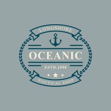 Denizcilik Amblem Tasarımı Şablonu için Gemi Çapa Sembollü Vintage Retro Rozet Denizcilik ve Okyanus Logosu