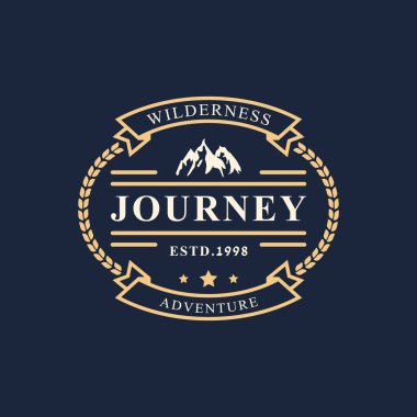 Outdoor Camp Amblem Tasarım Şablonu için Vintage Retro Rozet Wilderness Dağ Macera Logosu