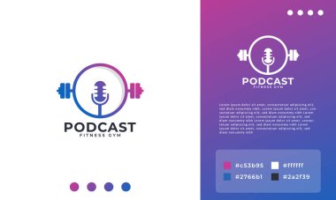 Fitness Podcast Simgesi Logo Tasarım Şablonu Elemanı