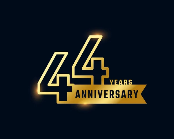 Año Celebración Del Aniversario Con Esquema Brillante Número Color Dorado — Vector de stock