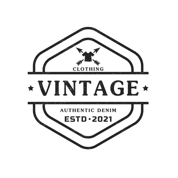 Classic Vintage Retro Label Badge Clothing Apparel Hexagon Logo Emblem — 스톡 벡터