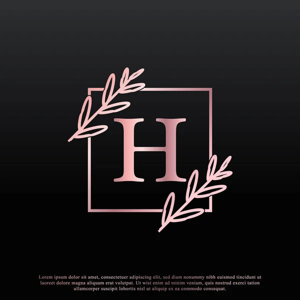 Κομψό Λογότυπο Letter Square Floral Creative Elegant Leaf Monogram Branch — Διανυσματικό Αρχείο