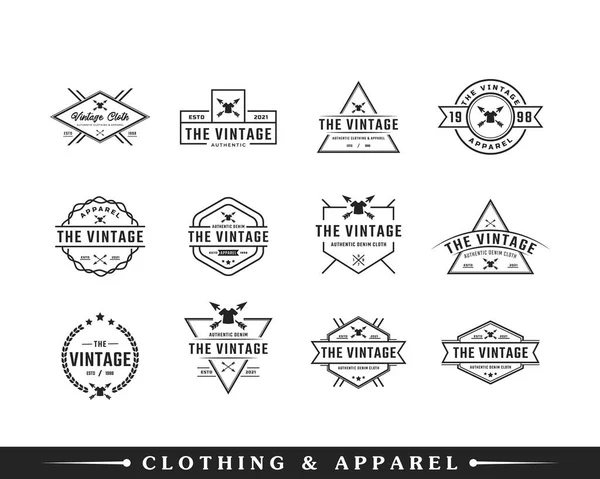 Set Classic Vintage Retro Label Badge Clothing Apparel Logo Emblem — 스톡 벡터