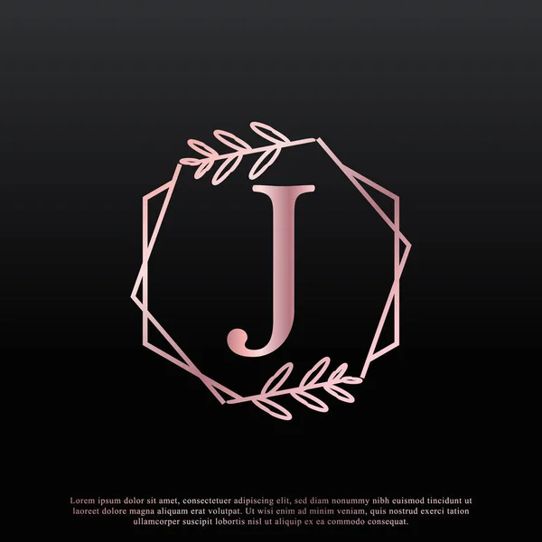 Elegantní Písmeno Šestiúhelník Květinové Logo Kreativní Elegantní List Monogram Větve — Stockový vektor