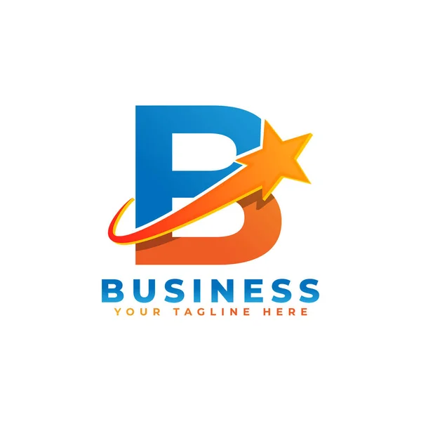 Betű Star Swoosh Logo Design Val Alkalmas Start Logistic Business — Stock Vector