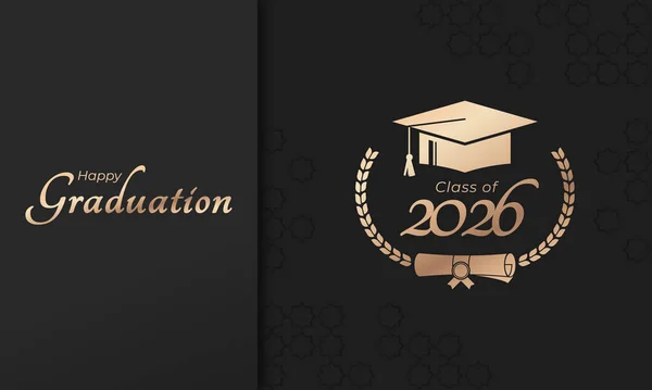 Clase 2026 Año Graduación Decorar Felicitación Con Laurel Corona Para — Vector de stock