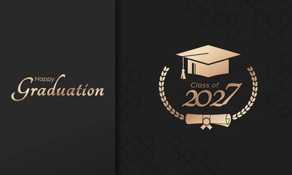Classe 2027 Ano Graduação Decorar Parabéns Com Grinalda Laurel Para —  Vetores de Stock