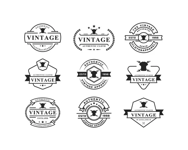 Conjunto Emblema Retro Vintage Para Vestuário Logo Emblema Design Inspiração — Vetor de Stock