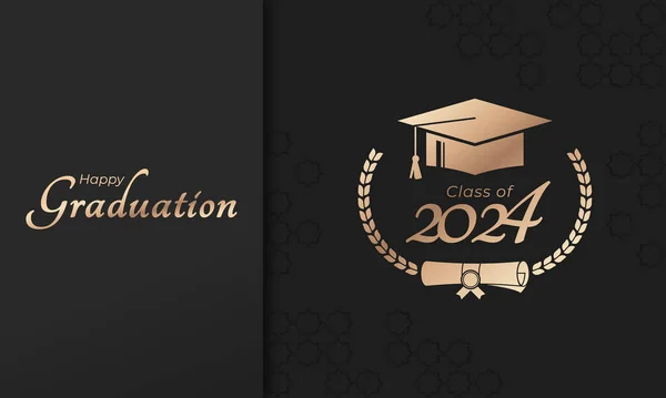 Klasse 2024 Graduation Dekorere Tillykke Med Laurel Krans Til Skole – Stock-vektor