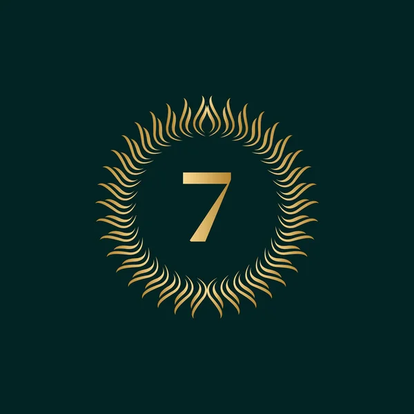 Emblem Nummer Weaving Circle Monogram Anmutige Vorlage Einfaches Logo Design — Stockvektor