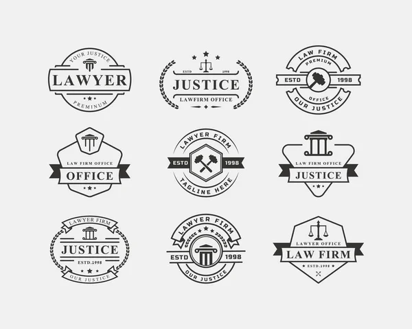 Set Vintage Retro Badge Lawyer Law Office Logo Vector Design — Stock Vector