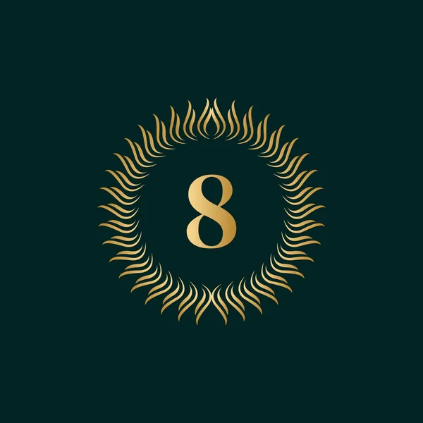 Emblema Número Círculo Tejido Monograma Plantilla Elegante Diseño Logo Simple — Vector de stock