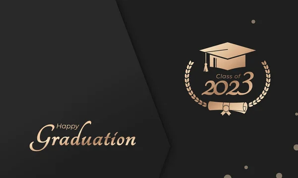 Classe 2023 Ano Graduação Decorar Parabéns Com Grinalda Laurel Para — Vetor de Stock
