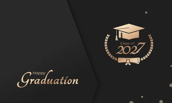 Jahrgangsstufe 2027 Abschlussfeier Mit Lorbeerkranz Für Schulabsolventen — Stockvektor