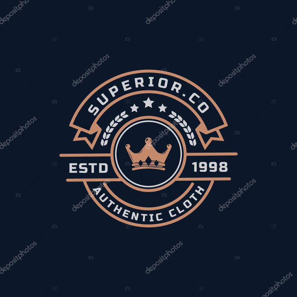 Vintage Retro Badge for Original Clothing Apparel Denim Jeans Frame Logo Emblem Design Symbol