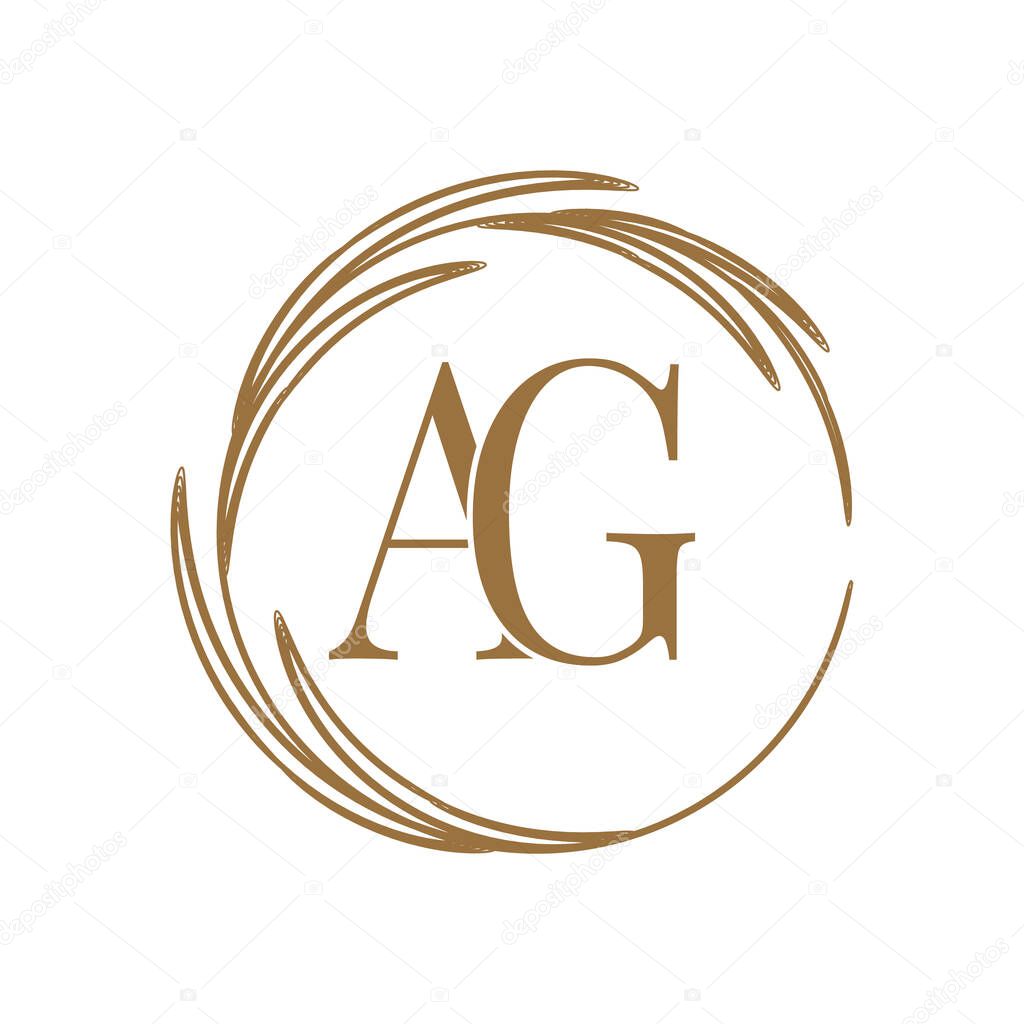 Simple Elegant Initial Letter Type AG Logo Sign Symbol Icon, Logo Design Template