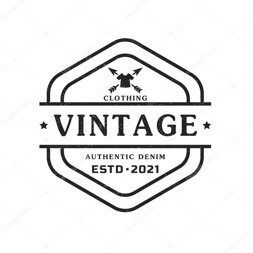 Classic Vintage Retro Label Badge for Clothing Apparel Hexagon Logo Emblem Design Template Element