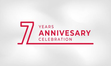 7. Yıldönümü Kutlaması Logotype 'un Kırmızı Renk Özeti Kutlama Etkinliği, Düğün, Kutlama Kartı ve Davetiyesi Beyaz Doku Arkaplanında İzole Edildi