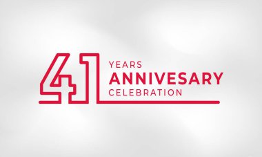 41. Yıldönümü Kutlaması Logotype 'un Kırmızı Renk Özeti Kutlama Etkinliği, Düğün, Kutlama Kartı ve Davetiyesi Beyaz Doku Arkaplanında İzole Edildi