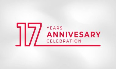 17. Yıldönümü Kutlaması Beyaz Doku Arkaplanına Bağlı Kırmızı Logoti Kutlama Olayı, Düğün, Kutlama Kartı ve Davetiyesi