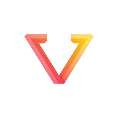 Şirket İşletmeleri veya Kişisel Markalar için V Harfi Logo Gradyan Renkli Biçim
