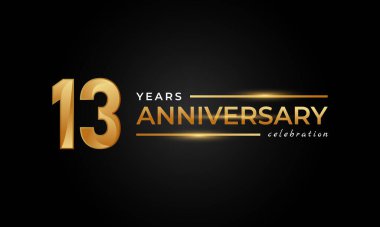 Siyah Arkaplanda Parlak Altın ve Gümüş Kutlama, Düğün, Kutlama Kartı ve Davetiyeyle Kutlama Yıldönümü Kutlaması