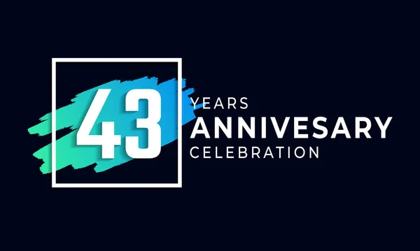 Year Anniversary Celebration Blue Brush Square Symbol Happy Anniversary Greeting — Stock Vector
