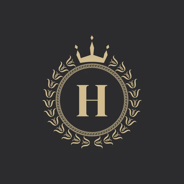 Letra Inicial Marco Real Heráldico Con Corona Corona Laurel Emblema — Vector de stock