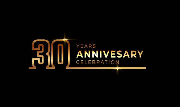 为庆祝活动 贺卡和在黑暗背景下孤立的邀请函制作的带有金黄色字体号码的30周年庆祝标志 — 图库矢量图片