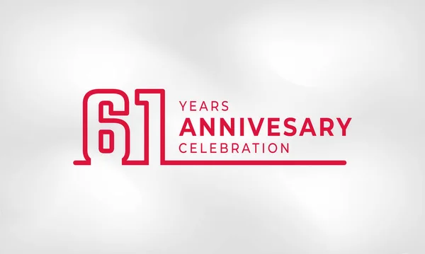 Año Aniversario Celebración Vinculado Logotipo Esquema Número Color Rojo Para — Archivo Imágenes Vectoriales